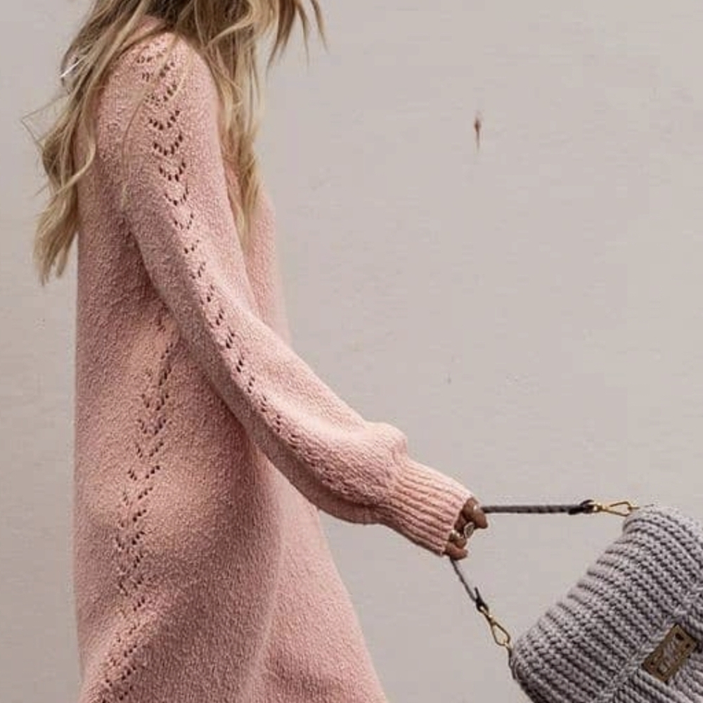 Chic Long Sleeve Pink Knit Dress From Australian Brand